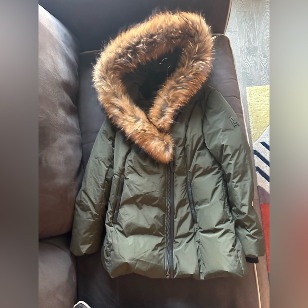ADALI down coat with natural fur Signature Mackage Collar
